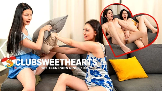 Eva Murkovski ve Cherry Wise Yastık kavga ediyor ve clubsweethearts için amını ovuyor