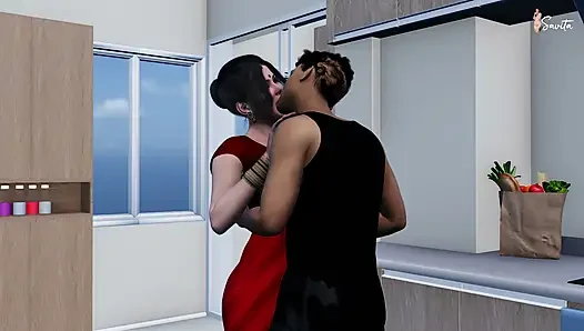 I fucked my horny, desi Stepmom in the kitchen.