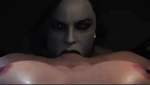 Bayan Dimitrescu köle kız arkadaşıyla sert seks yapıyor - 3 boyutlu animasyon