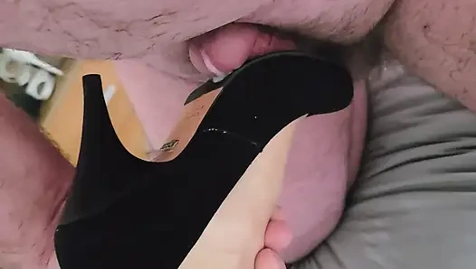Siyah süet bufalo yuvarlak topuklu 8 cm 36