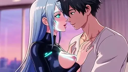 Android sex robot malfunctions and dominates her owner Hentai