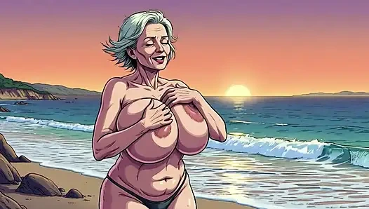 Çizgi film büyük memeli plaj olgunlaşır