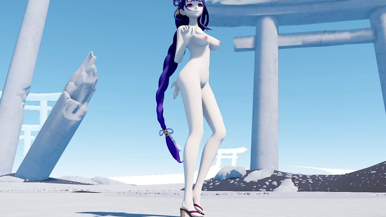Genshin. raiden shogun seksi ateşli kız öğrenci çıplak - büyük göğüsler, sıkı göt, seksi bebek