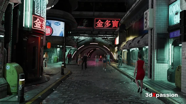 Neon Dreams 2077 - ateşli cyberpunk futa seksi kızla sikişiyor - oral seks, kovboy kız, domaltmalı ve boşalma