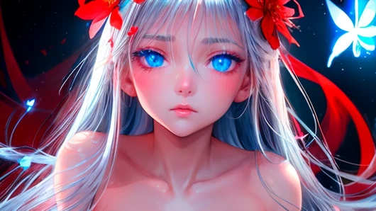 Sevimli yüzlü ve büyük memeli ai animasyonlu anime kaltak