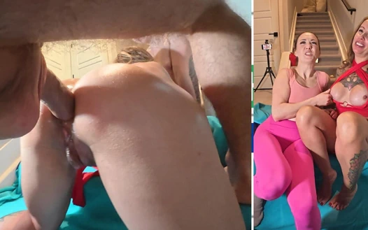 İlk anal seksi. Oda arkadaşım büyük memeli arkadaşını ilk anal seksi için davet ediyor. FFM Bgg anal üçlü grup seks