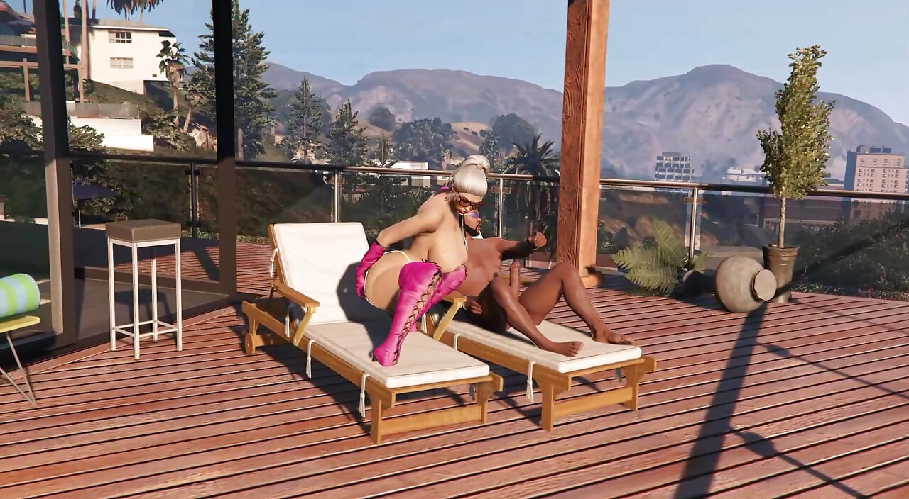 GTA V Big Booty Lady in pink gloves destroys Franklin Part 3