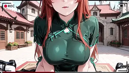 Kızıl saçlı ve zümrüt qipao! Doğu avlusunda tembel baştan çıkarma