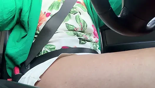 Horny hot mature milf on her way to the office rubs her juicy pussy with her hand between her sexy legs