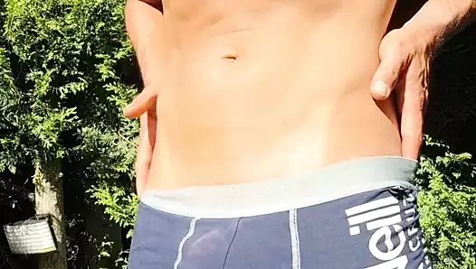 Skinny boy. Big uncut dick sperm and pee. Huge pissing while showing sexy body to Neighbours woman