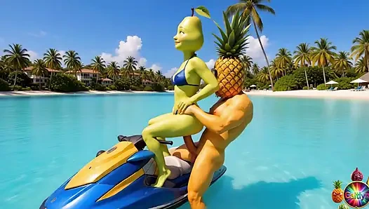 Bölüm 4 - sevimli ananas kızı ve tatlı avokado adam nazik tropikal anları paylaşıyor yapay zeka hentai