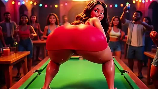 Büyük götlü ateşli ince favelada pagode'da çılgınca dans ediyor masada soyunuyor ve sonra karanlık sokakta işemek için çömeliyor