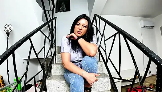 Crotchless Shiny Jeans JOI. Dildo Ride, Pee Play and Soaked Denim