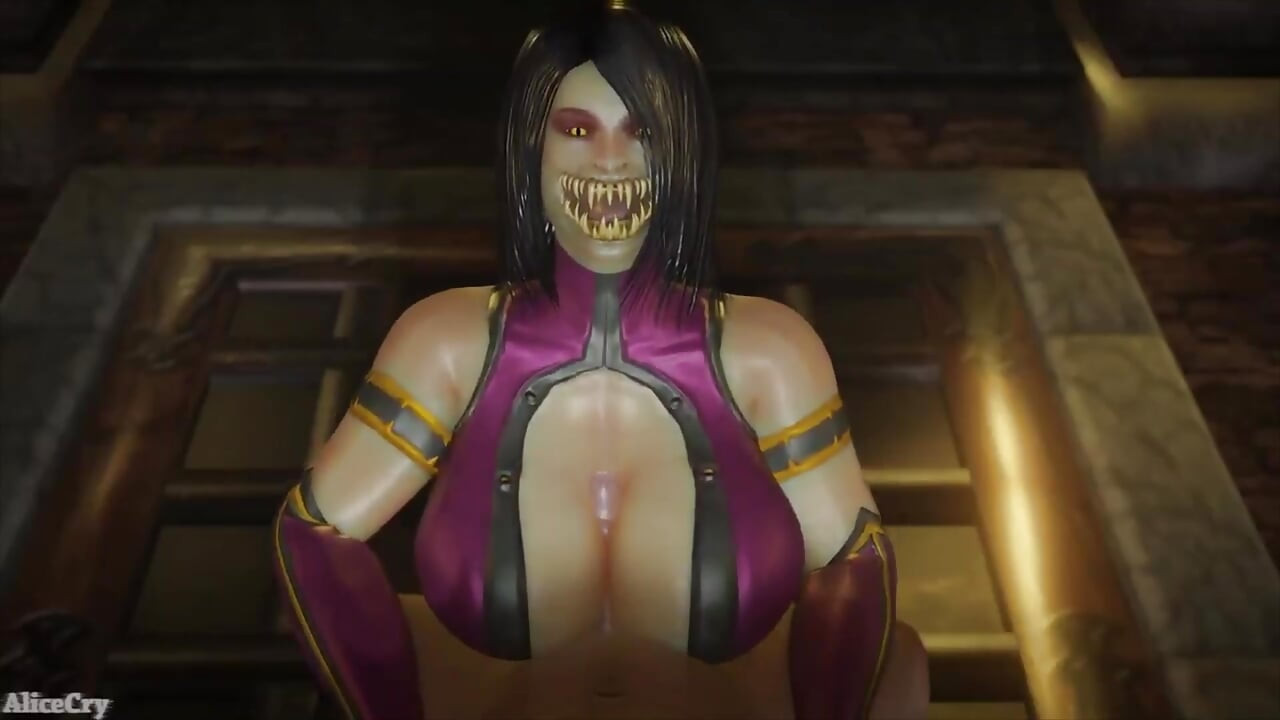 Mileena göğüslerini siktirirken korkunç dişlerini gösteriyor