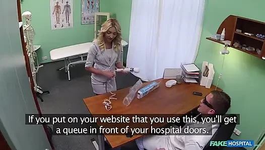 Gorgeous Blonde Sales Rep Has a Unique Selling Technique