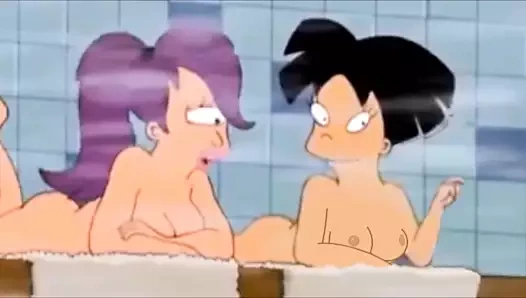 Futurama - amy wong göğüslerini saunada gösteriyor