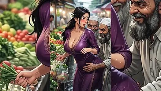 Hintli orta yaşlı seksi kadınlar ve yenge pis müslüman erkekler tarafından tamamen domine ediliyor - halka açık gruplama ve yolsuzluk
