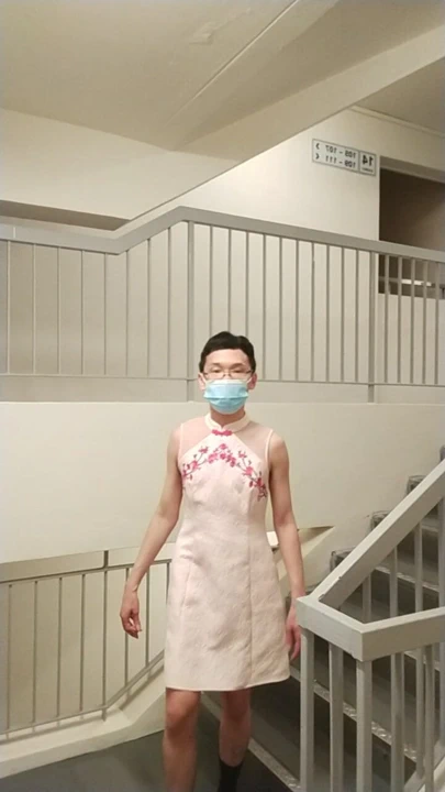 Secretly wearing someone CNY cheongsam dress. Taken on 24.11.2022 at blk 58 Dawson road. Dress borrowed from unit #15-105.