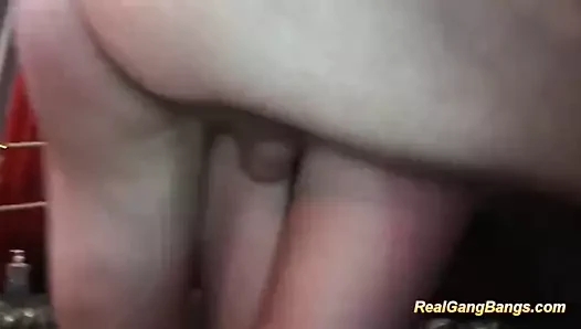 two girls in real gangbang orgy