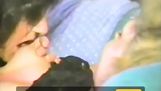 Two Vintage Lesbians Get It on with Tongues and Dildos
