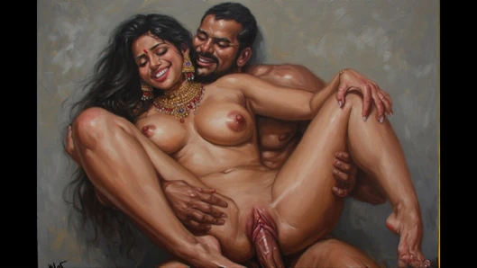 Hintli sürtük düğün gecesine gitmeden önce üç adam tarafından sikiliyor