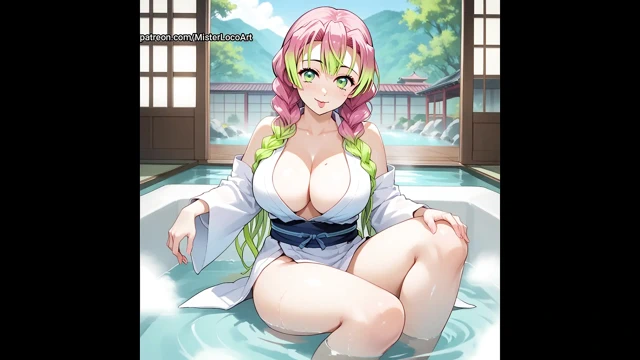 Mitsuri Kanroji büyük memeli hentai saunasında dinleniyor