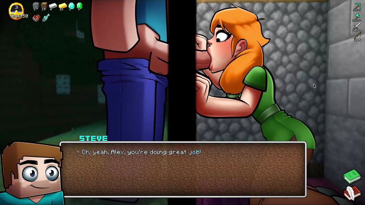 Alex Sucks Steve Through a Gloryhole! Sloppy Blowjob HornyCraft Minecraft Parody