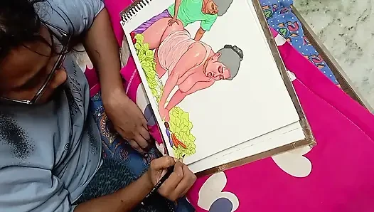 Seksi ama zavallı Hintli köylü kadın sebze parasını ödemek için bir sebze satıcısını sikiyor