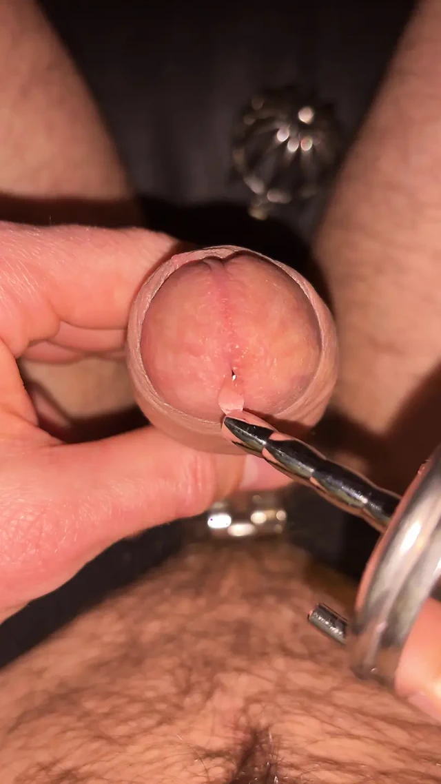 Küçük bekaret kafesini penis tıkacıyla mikro düz bekaret kafesine değiştiriyor