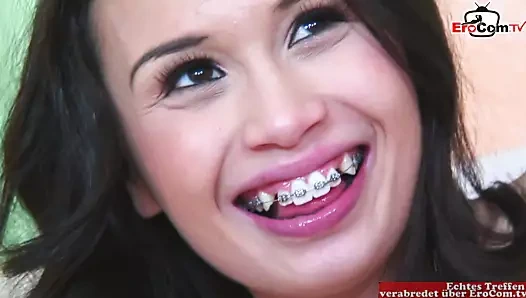 Minyon Asya genç kız gets bir Creampie içinde ona kedi