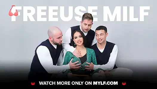 Mylf - ince esmer orta yaşlı seksi kadın şanslı damızlığın tüm sırlarını saklamasını sağlamak için yarrakını emiyor