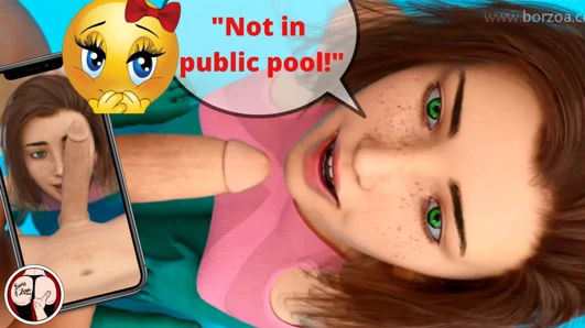 Halka açık bir havuzda, üvey kardeşim ilk başta utangaç... (milfy city - sara)