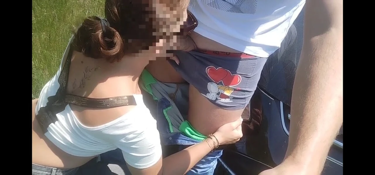 blowjob and sex on the hood of the car