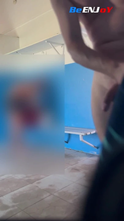 BeENJoY- Naked in the men's collective changing rooms of the pool with another man, the lady at the reception rinses… | Clip 1