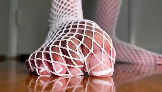 File çoraplı pembe foxx pedikür ayakları