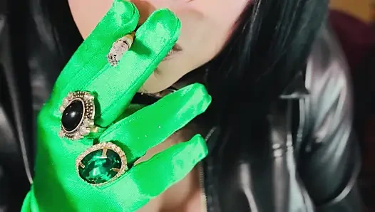 A Gloved Goth Dressed In Leather smokes A Cigarette - Smoking BBW OMI OME Drifting Snap Inhales