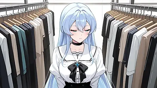 Esdeath came to buy new sexy lingerie and have some fun with a pink dildo. Esdeath hentai cosplay