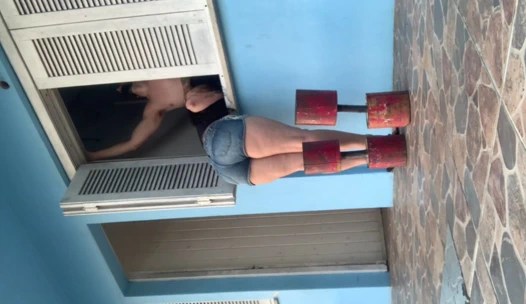 Hot Brazilian brunette gave me a blowjob at the window on Sunday afternoon