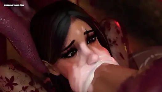Çılgın sert yüz sikişi - ağzını dölle dolduruyor (3 boyutlu futa animasyonu)