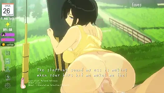 Hentai oyunu - tutku dolu bir yaz sahnesinde büyük memeli kırsal güzellik