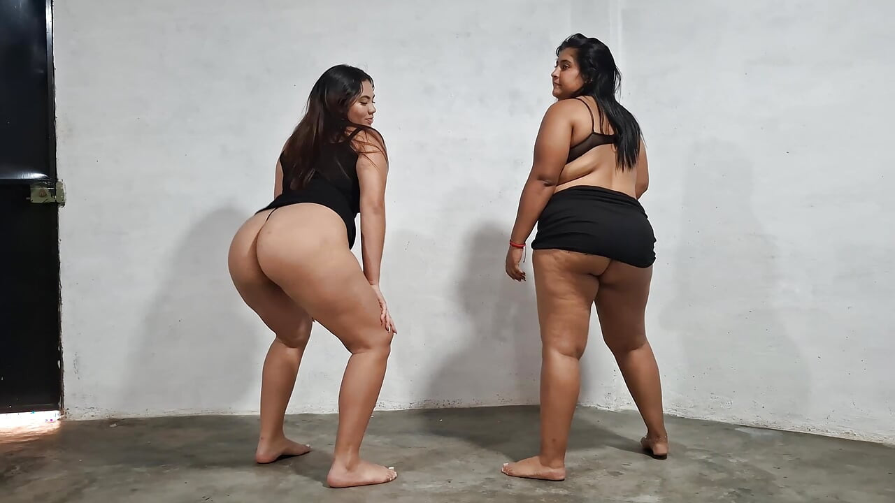 Two big ass Latina girls strip and dance together