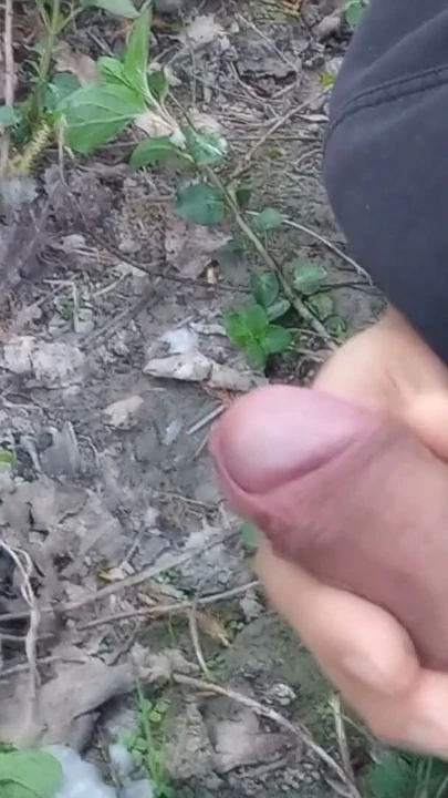 Cock exposed through the pants fly, this cute gay boy, humping, precuming, cumming, cleaning sperm on dick outdoors… | Clip 1