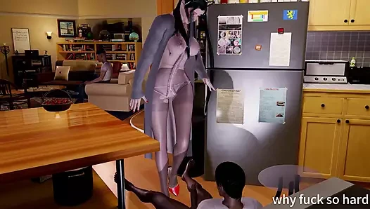 3 boyutlu ateşli Asyalı üvey anne büyük zenci üvey oğluyla aldatıyor