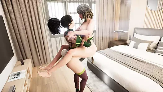 Akali ve Marika asansör ve sikiş