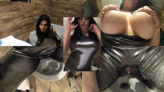 Ripped Shiny Nylon Jumpsuit. Cum Cleanup, Pussy Teasing and Hard Pee Play