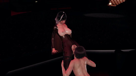 Naylon takım elbiseli seksi büyük memeli Riri kulüp sahnesi: sert memeler yüksek sesle inleyerek oynuyor, sert göte şaplak atıyor ve yoğun amcık yalama fışkırtıyor