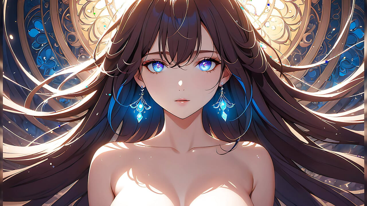 Soft Starlight animasyonlu tarzda parlayan gözlü güzel genç bir kadın