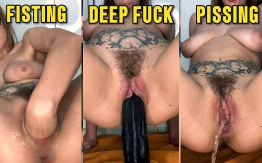 Ateşli orta yaşlı seksi kadının yumruk sokma ve deliklerini genişletme!