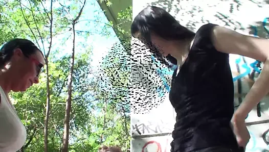 Bayan morgana ve hanna spit üzerinde köle joschi açık havada