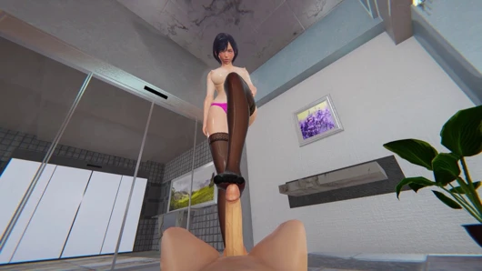 Nagisa anime 3d hentai: büyük yarakla mastürbasyon, özensiz gırtlağına kadar alma ve naylon ayakla mastürbasyon sansürsüz hentai'de boşalma